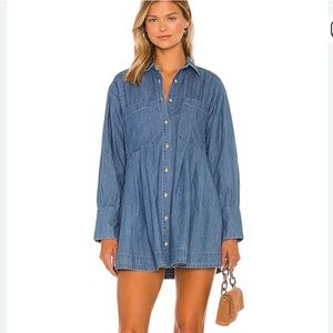 Free People Denim Blue Long Sleeve Shirt Dress